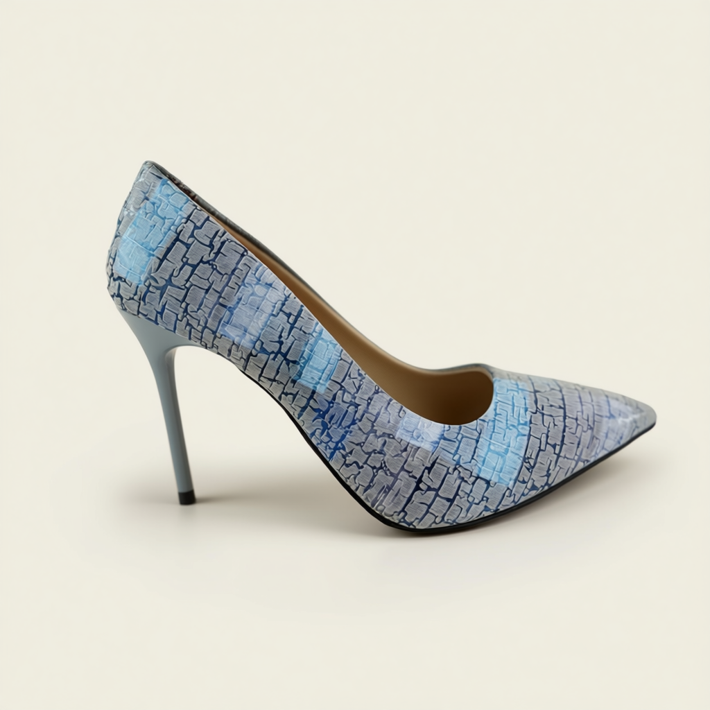 Amara Reptile Textured Sky Heels