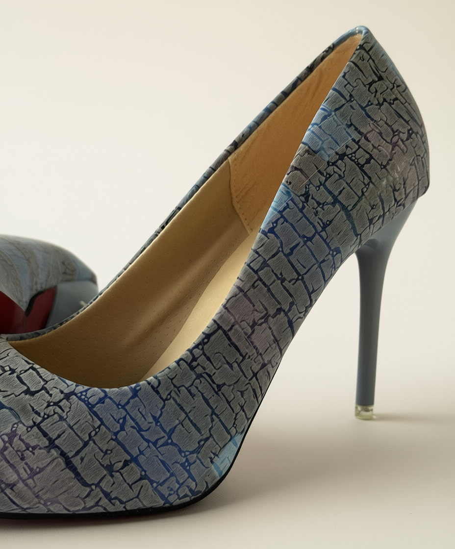 Amara Reptile Textured Sky Heels