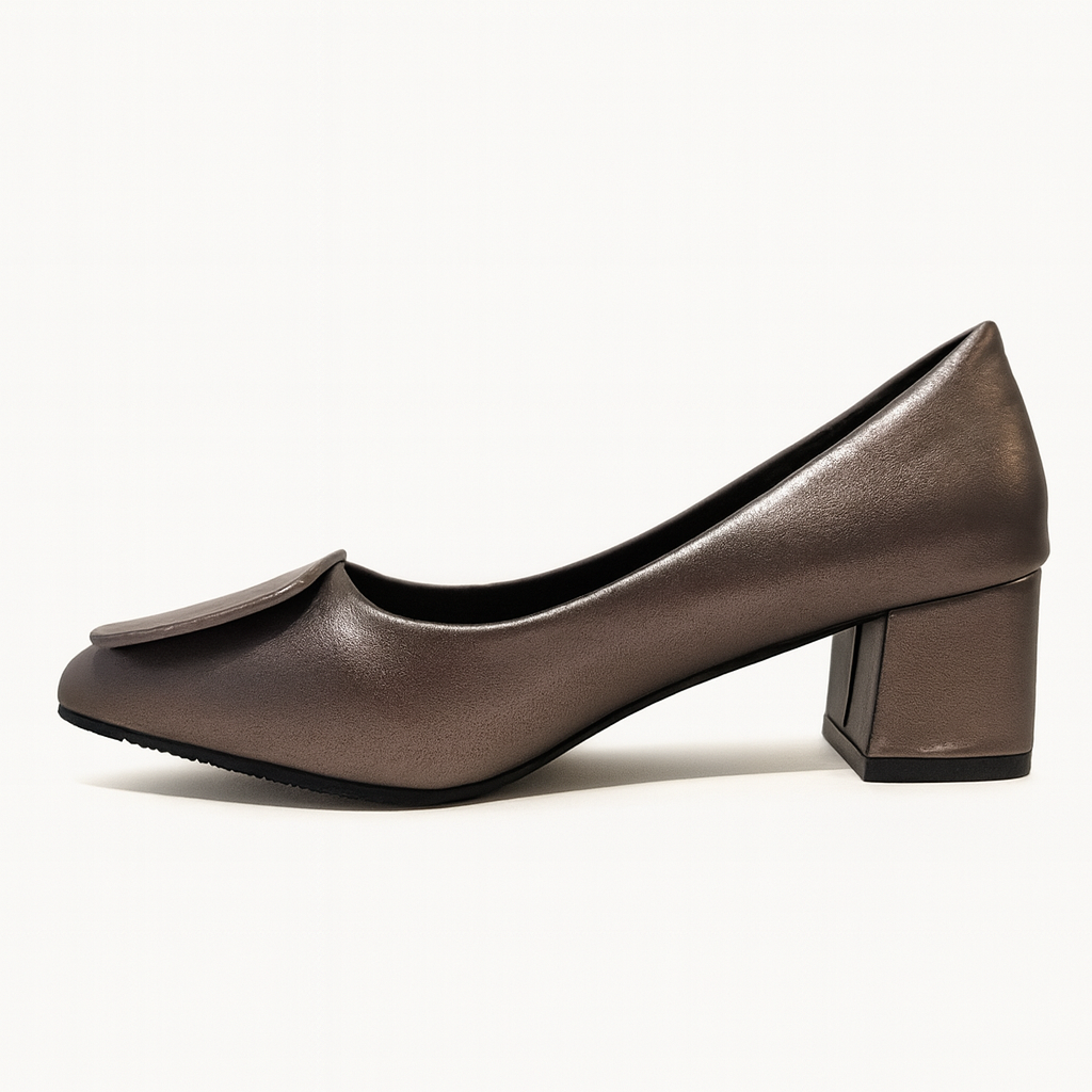 Elara Bronze Sculpted Block Heels