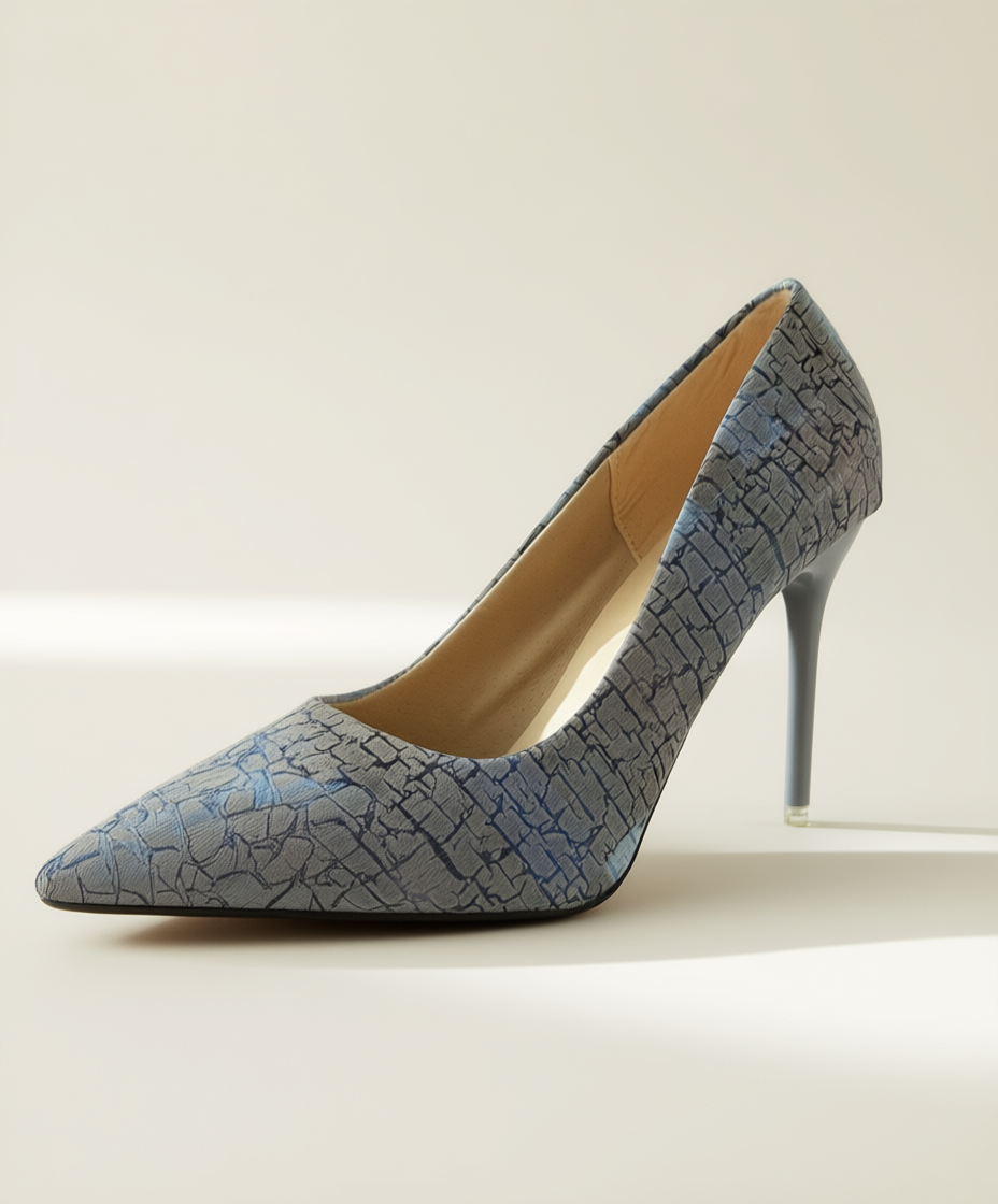 Amara Reptile Textured Sky Heels
