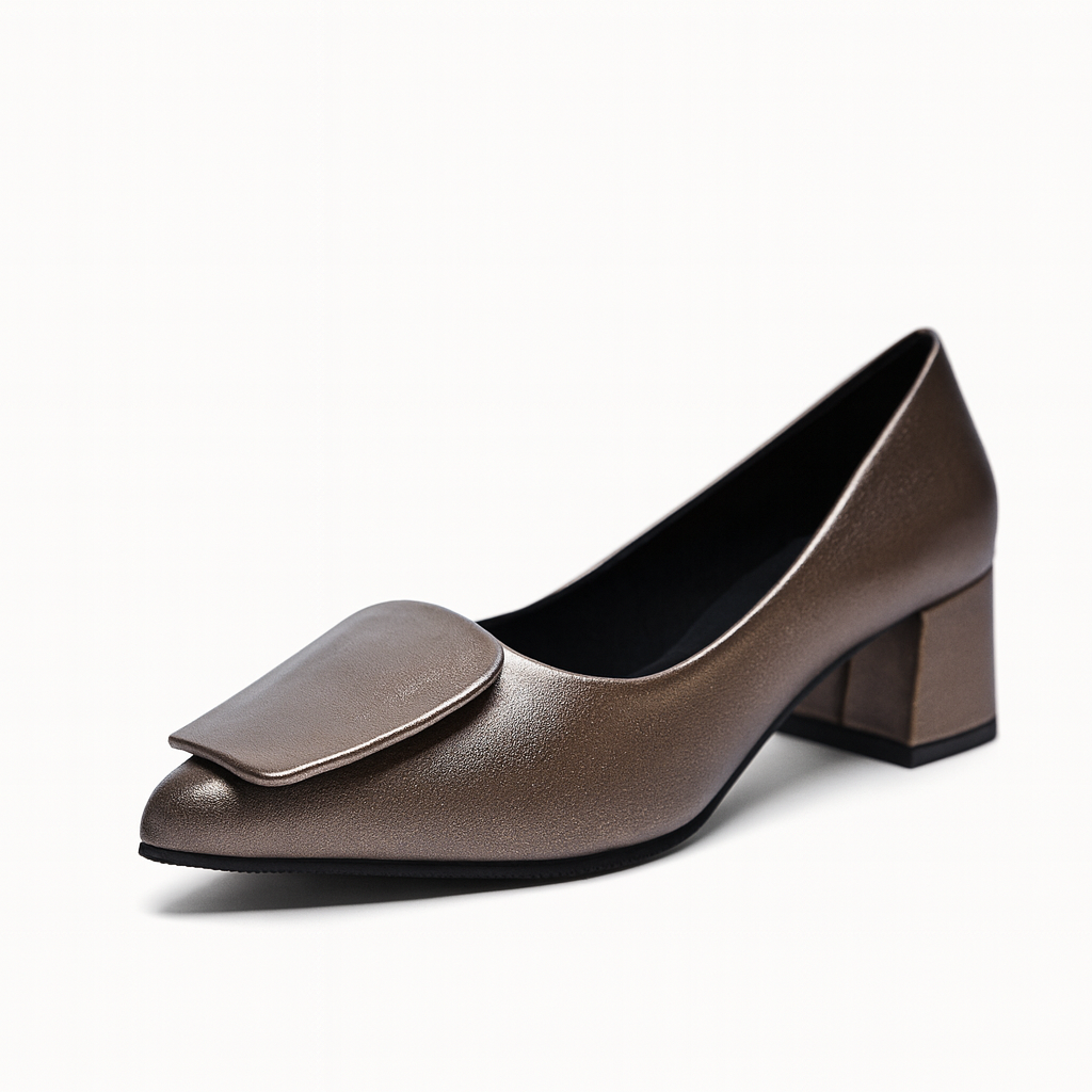 Elara Bronze Sculpted Block Heels