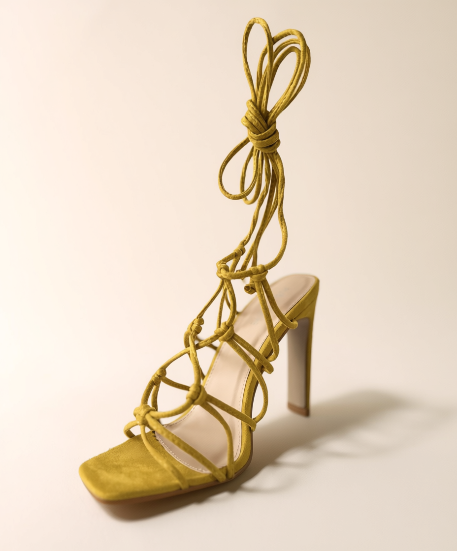 Zuri Mustard Lace Heels