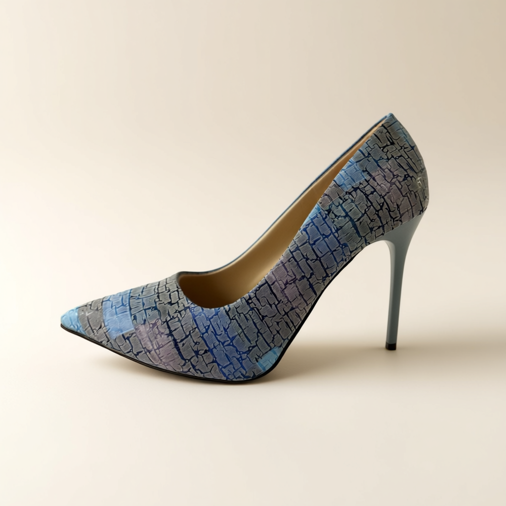 Amara Reptile Textured Sky Heels