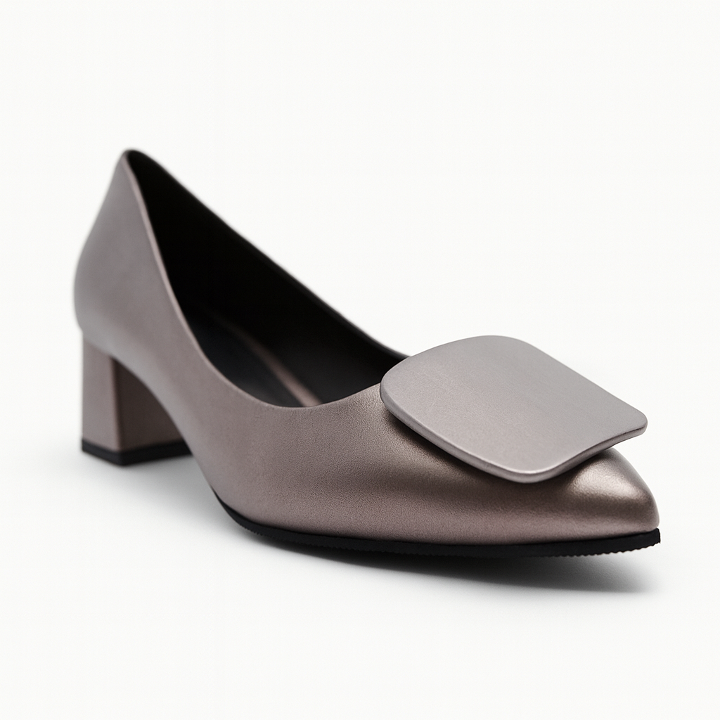 Elara Bronze Sculpted Block Heels
