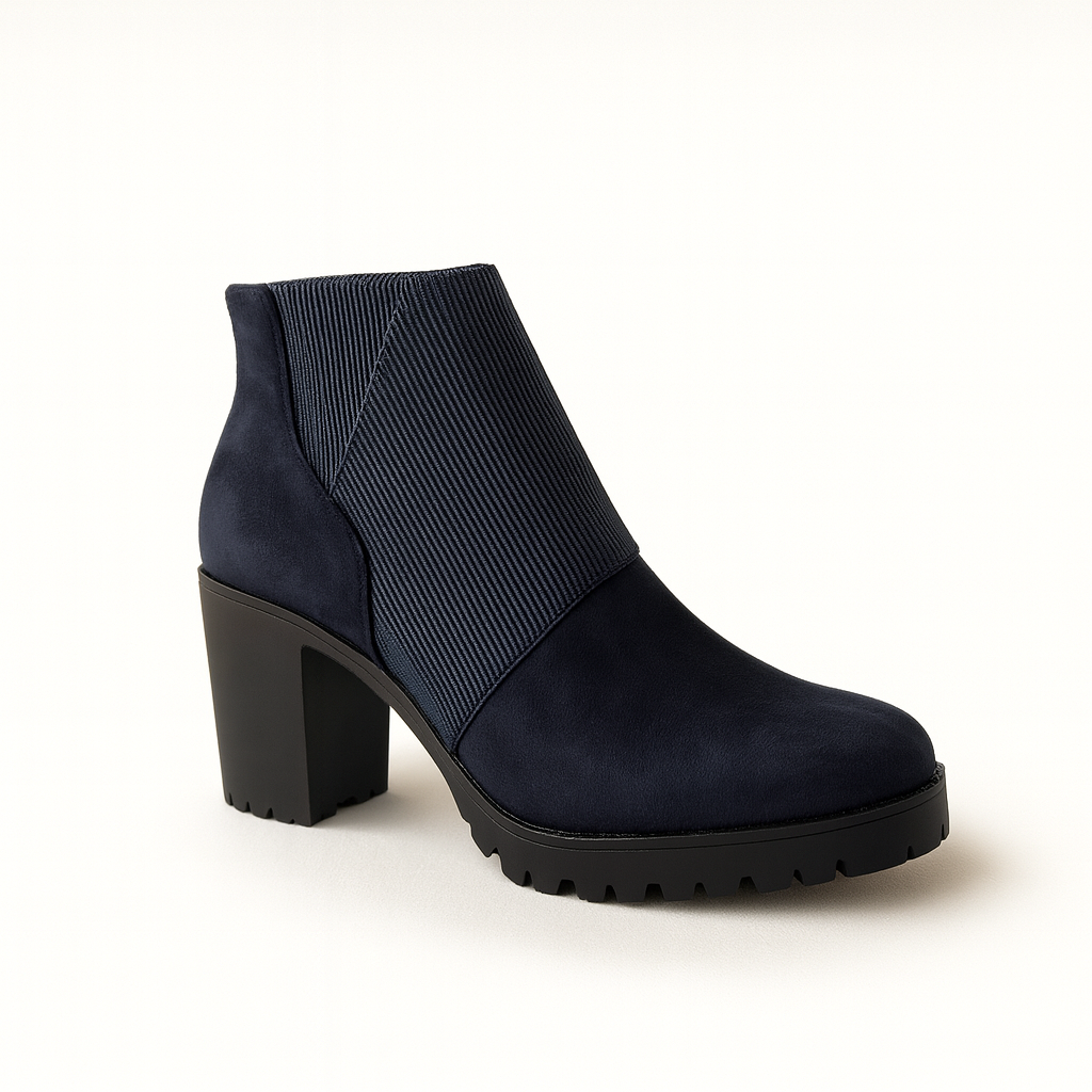 Celeste Ribbed Block Heel Ankle Boots