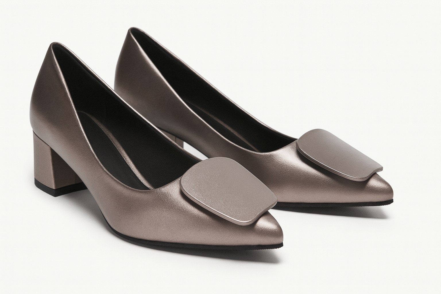 Elara Bronze Sculpted Block Heels