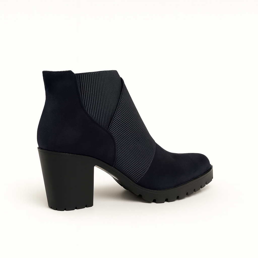 Celeste Ribbed Block Heel Ankle Boots