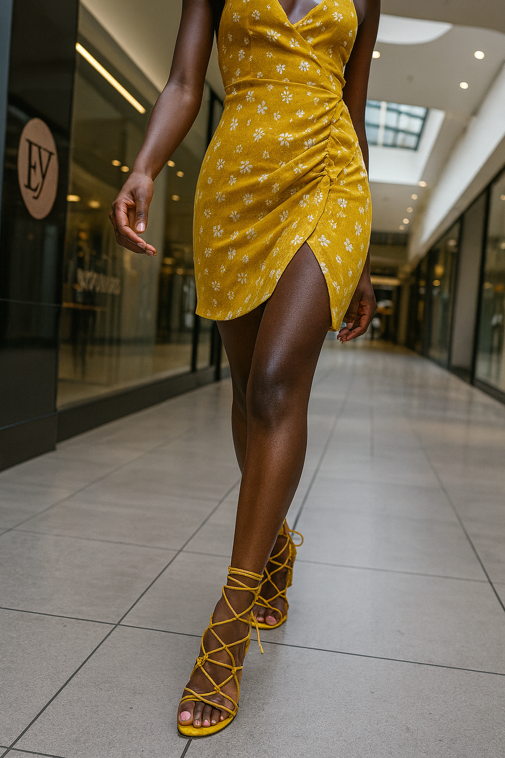Zuri Mustard Lace Heels