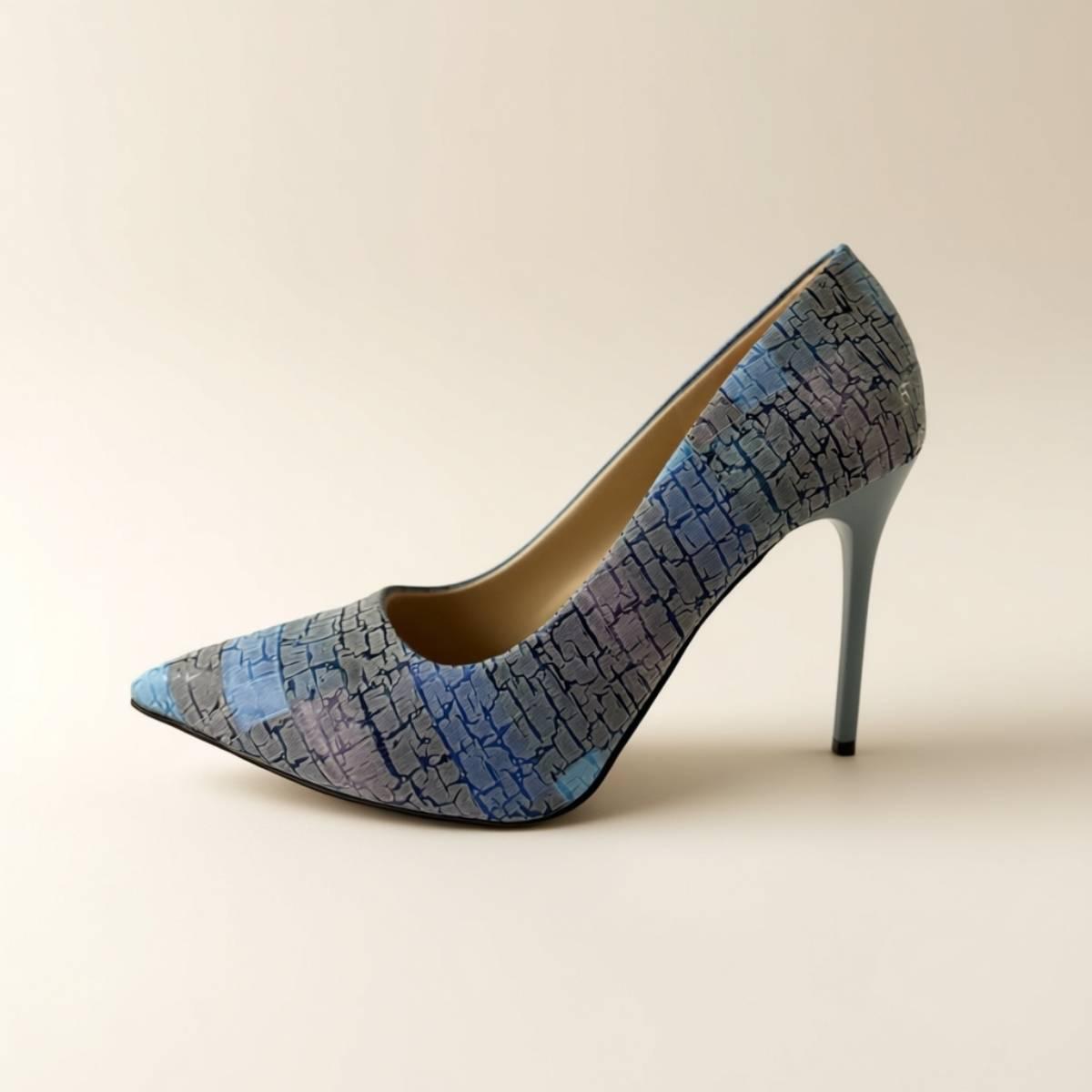 Amara Reptile Textured Sky Stiletto