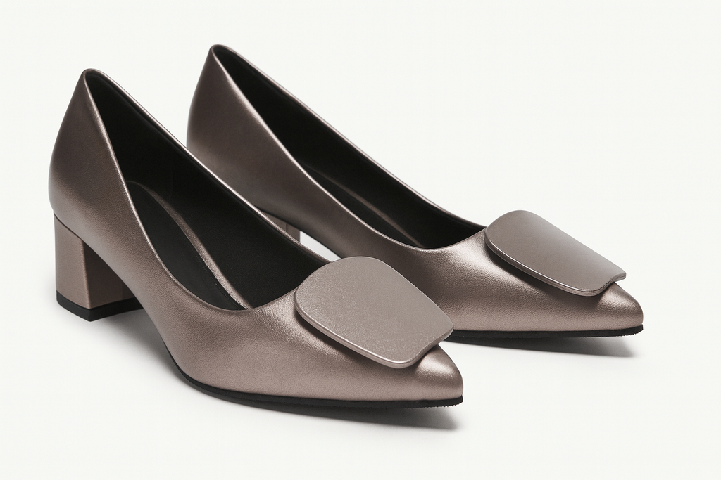 Elara Bronze Sculpted Block Heels