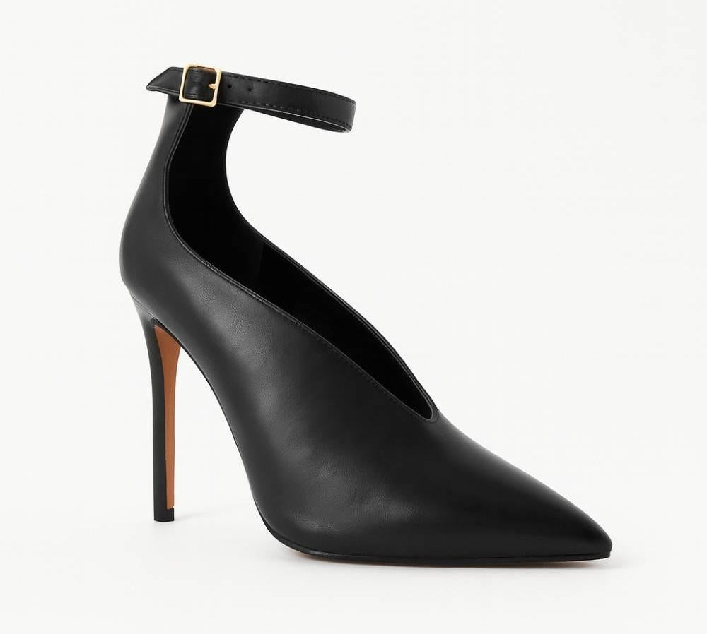 Front angled view of Divina Ankle Grace Stiletto highlighting sleek pointed toe design.