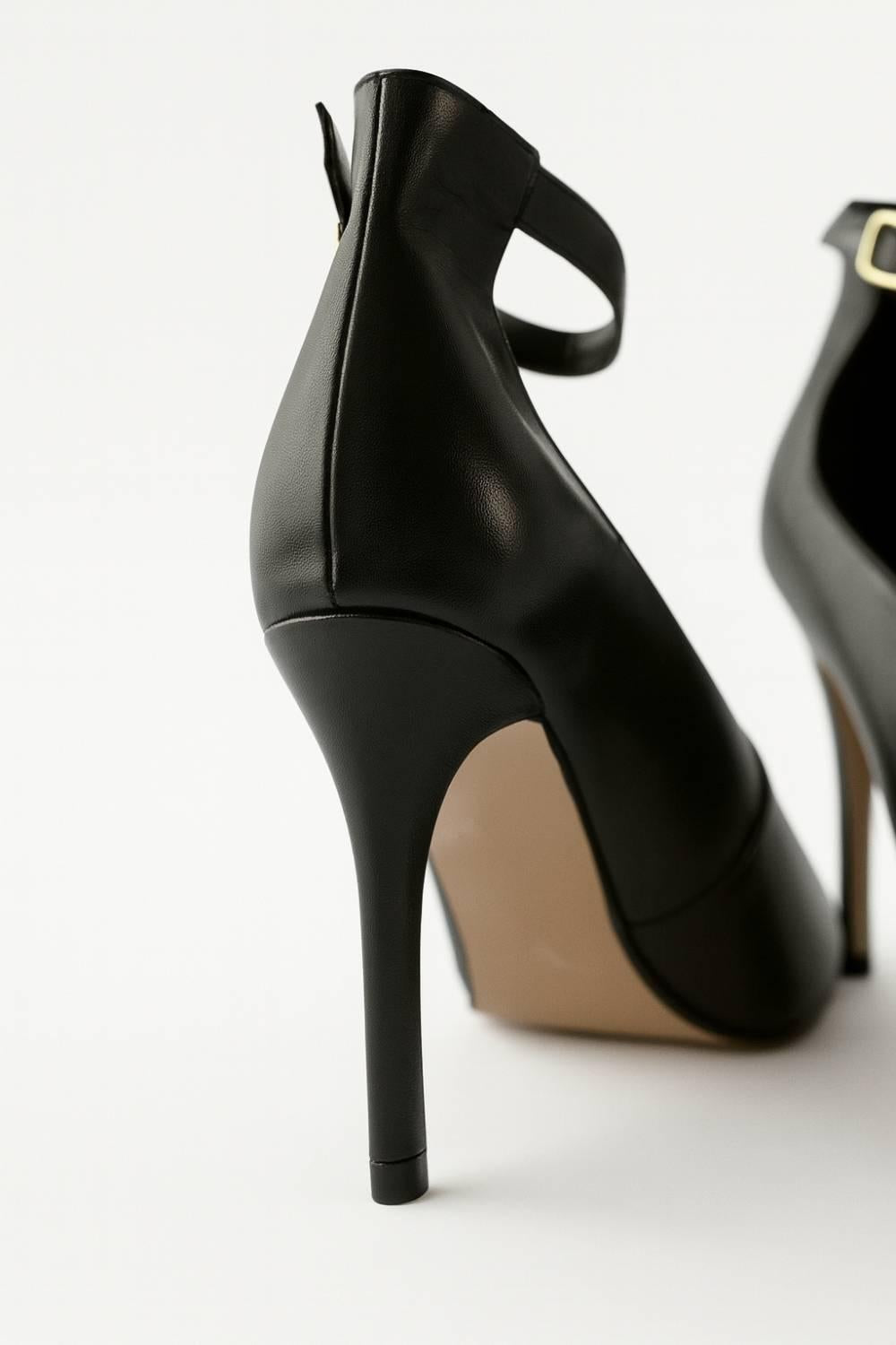 Front angled view of Divina Ankle Grace Stiletto highlighting sleek pointed toe design.