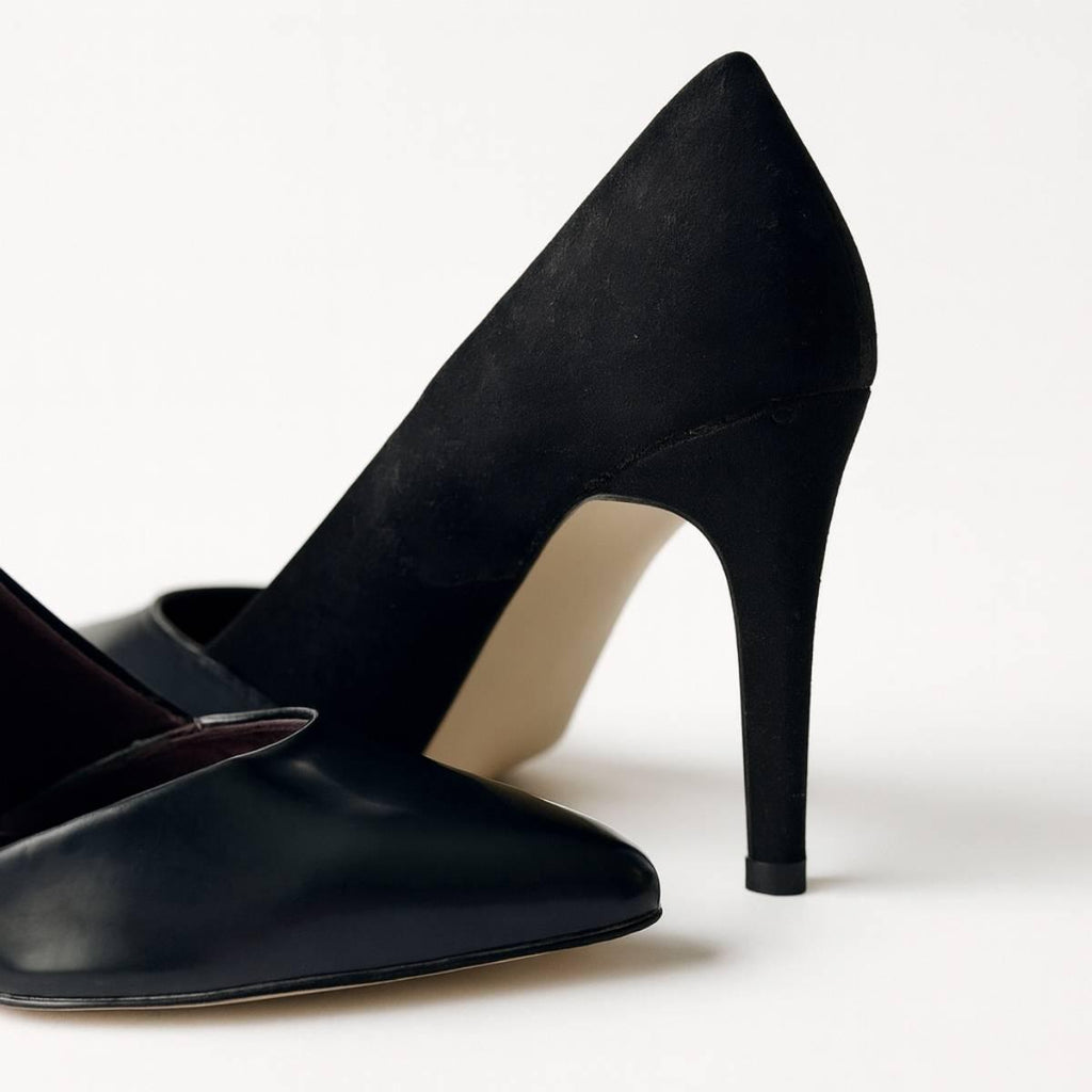 Pair of Oh! Divine Aria Noir black pointed-toe stilettos showcasing timeless sophistication and luxury craftsmanship