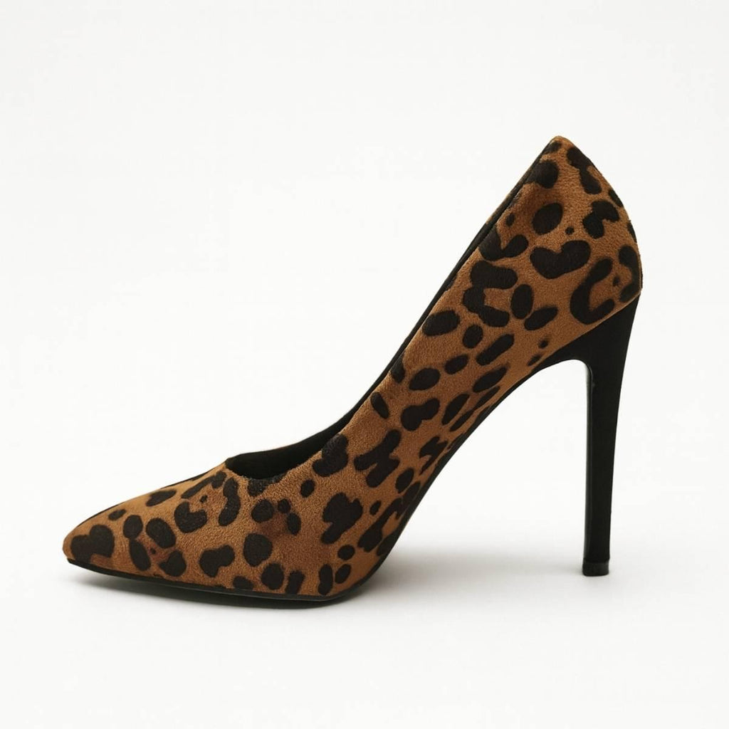 Oh! Divine Nia Wild Grace pointed-toe leopard print heels with refined high heel and luxe finish.