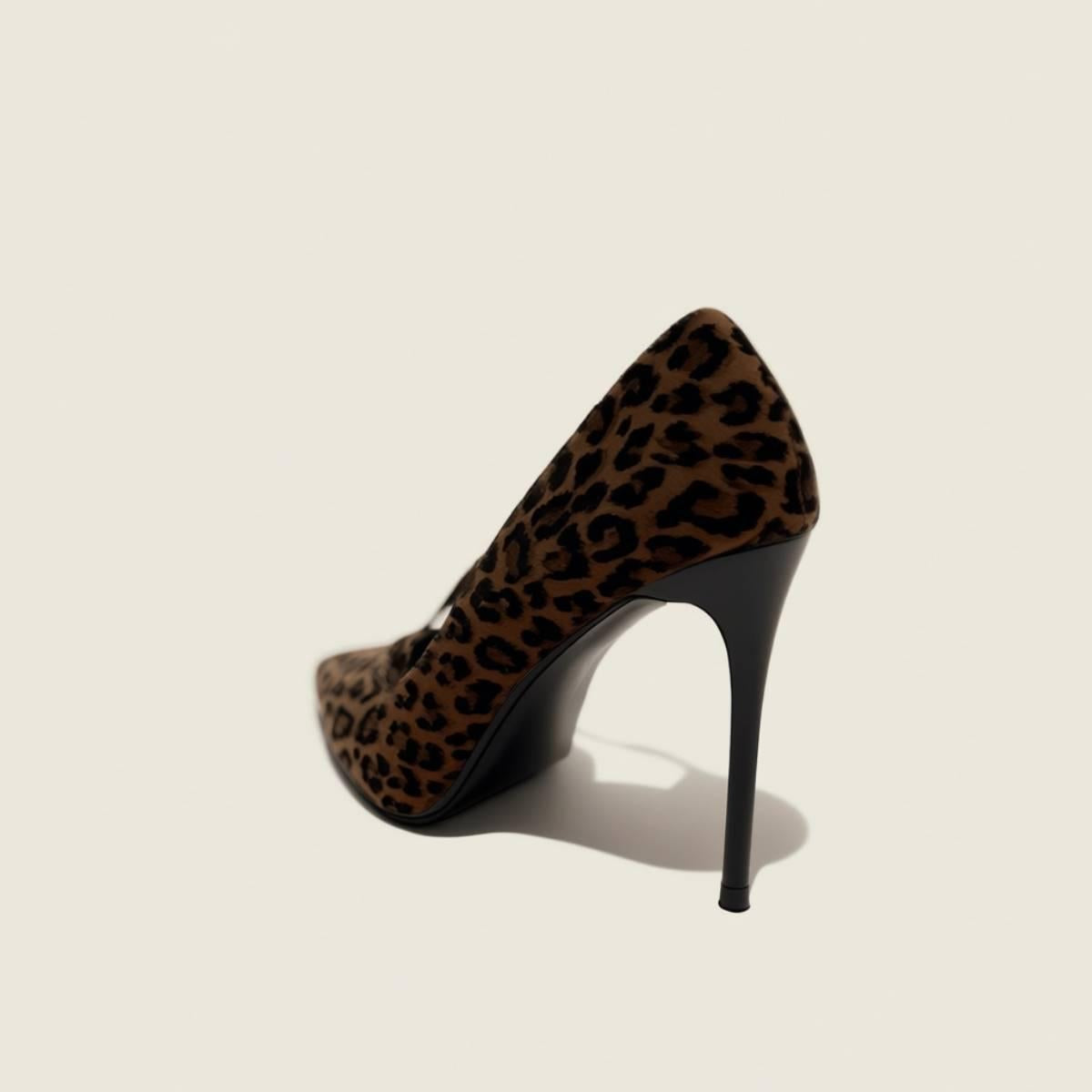 Rear view of Zola Feline Luxe Stiletto Heel featuring slim black stiletto heel and soft faux suede texture